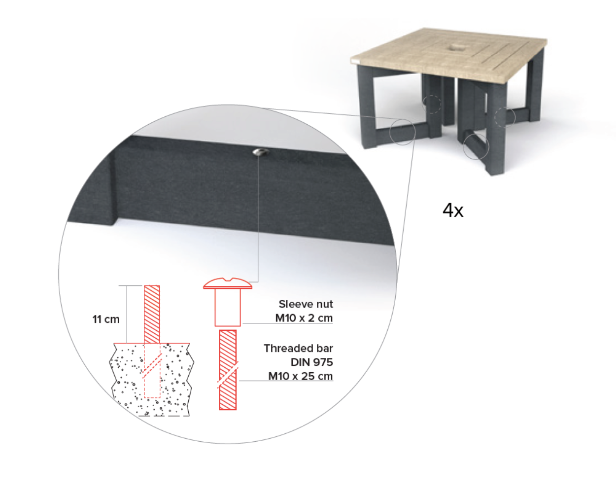 Bord - Canvas - Plastplanker -  - Bord