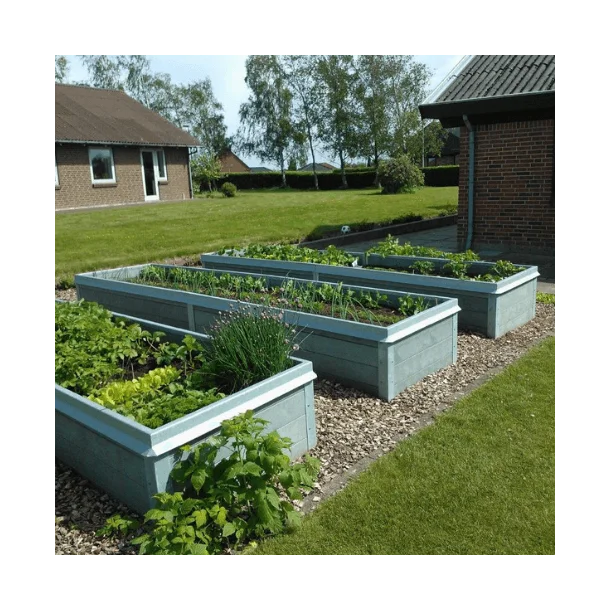 Højbed Classic med sneglekant - Grå - Plastplanker -  - Højbede