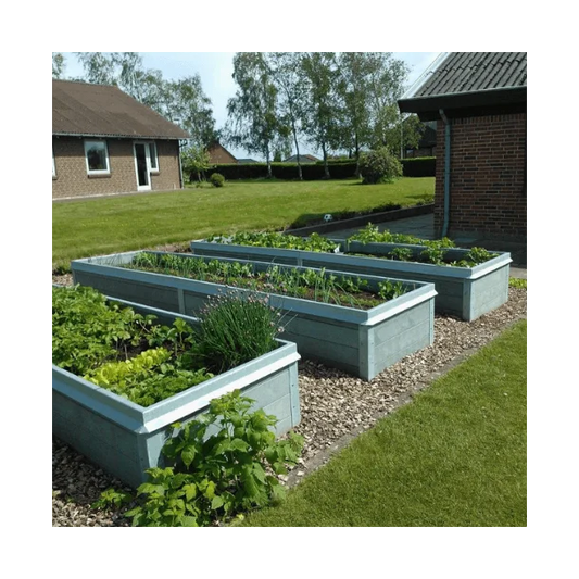 Højbed Classic med sneglekant - Grå - Plastplanker -  - Højbede