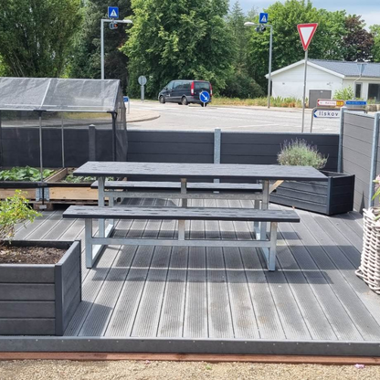 Vedligeholdelsesfrit bord bænkesæt uden ryglæn samt genbrugsplastplanker (handicapvenlig) - Plastplanker -  - bord/bænke sæt