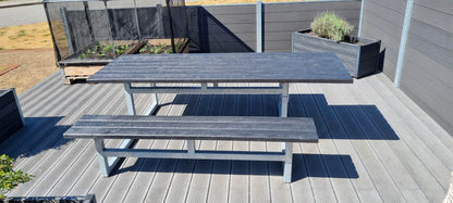 Vedligeholdelsesfrit bord bænkesæt uden ryglæn samt genbrugsplastplanker (handicapvenlig) - Plastplanker -  - bord/bænke sæt