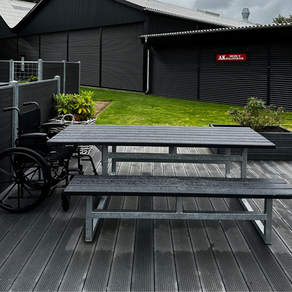 Vedligeholdelsesfrit bord bænkesæt uden ryglæn samt genbrugsplastplanker (handicapvenlig) - Plastplanker -  - bord/bænke sæt