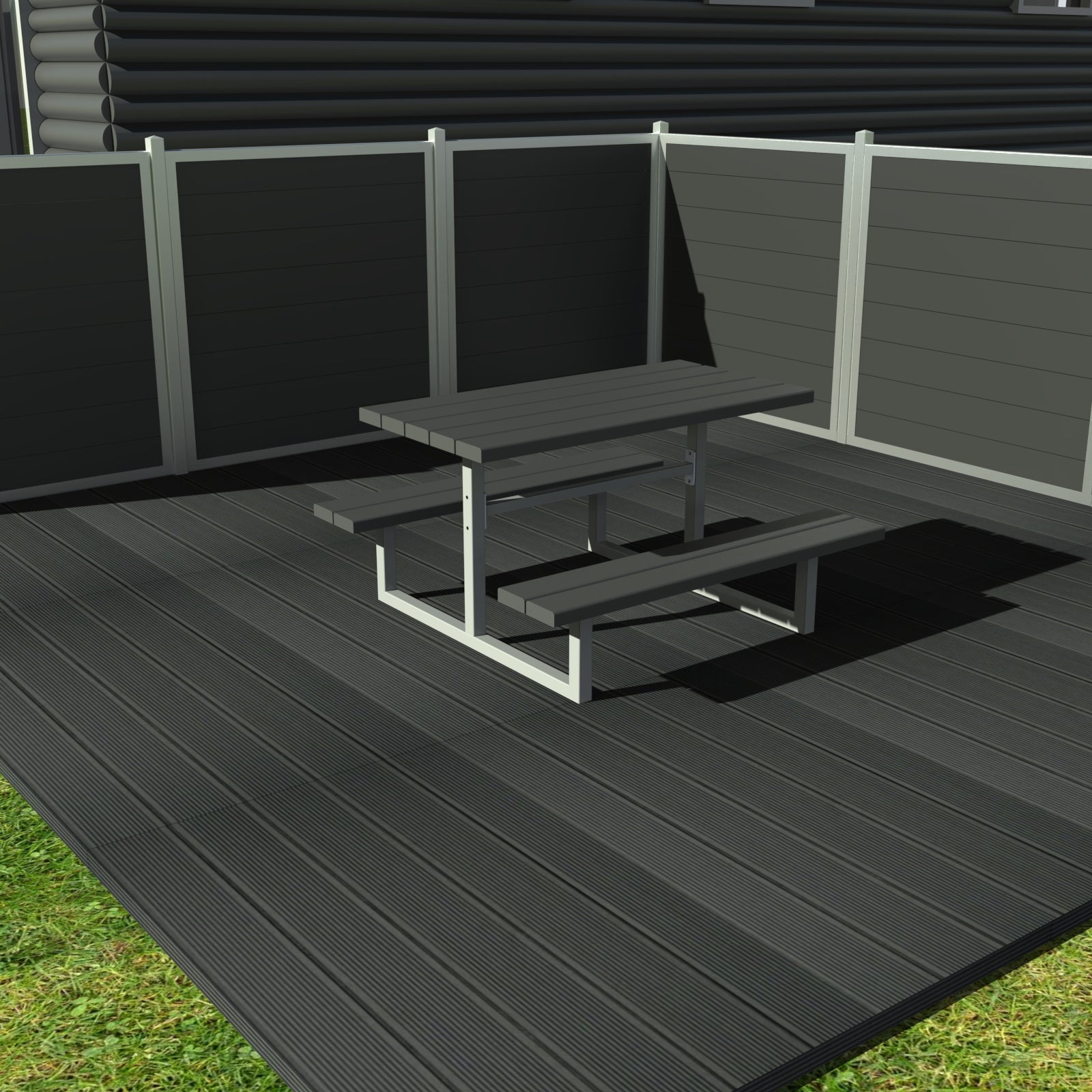 Underhållsfri Junior-bänkset utan ryggstöd och plankor i återvunnen plast (Barnbänkset)