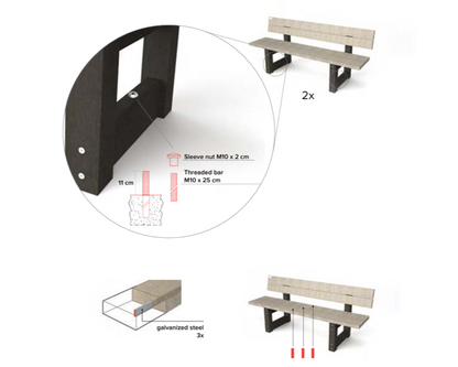 Bænk med ryglæn - London