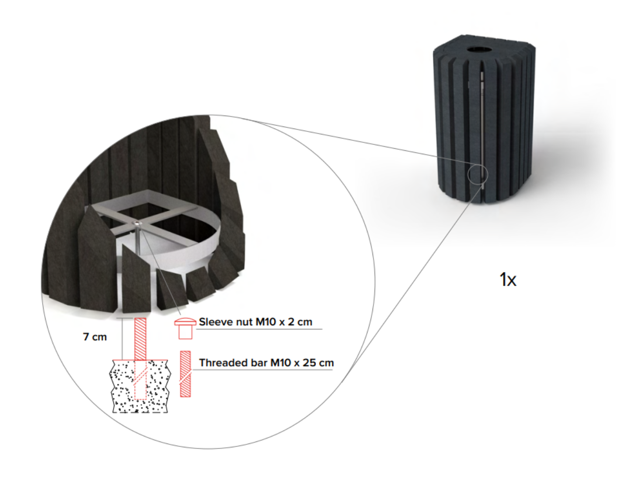 Udendørsskraldespand - Mercure - Plastplanker -  - skraldespand