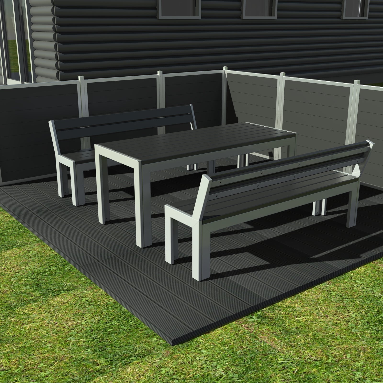 Opal bordsbänkset - med ryggstöd