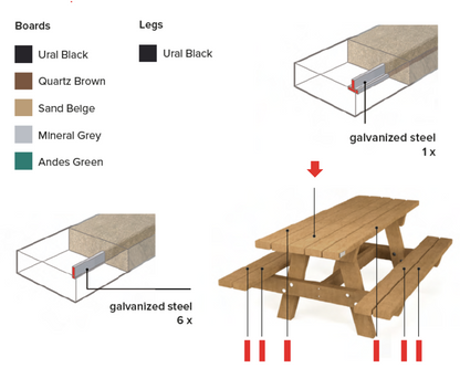 Bord/bænke sæt - Oslo Family (til nedgravning/blød jord) - Plastplanker -  - bord/bænke sæt