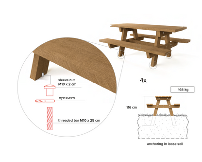 Bord/bænke sæt - Oslo Family (til nedgravning/blød jord) - Plastplanker -  - bord/bænke sæt