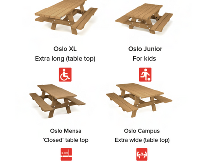 Bord/bænke sæt - Oslo Family (til nedgravning/blød jord) - Plastplanker -  - bord/bænke sæt