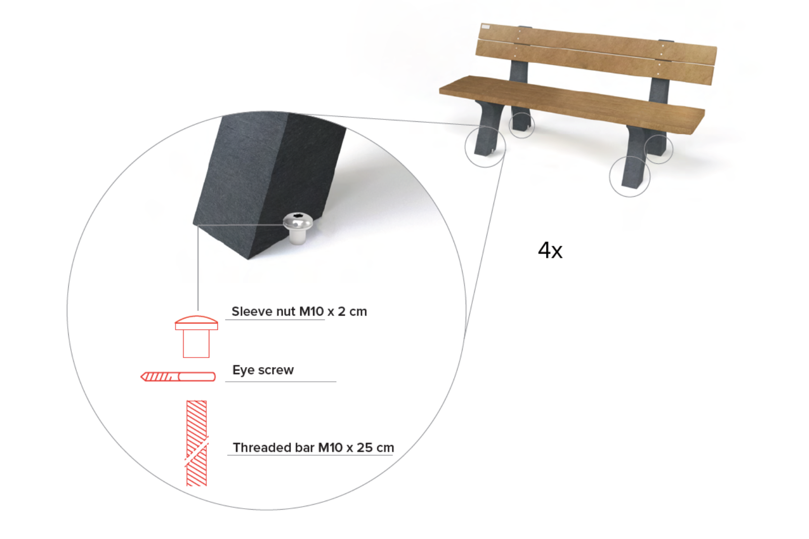Bænk - Porto - Plastplanker -  - Bænke