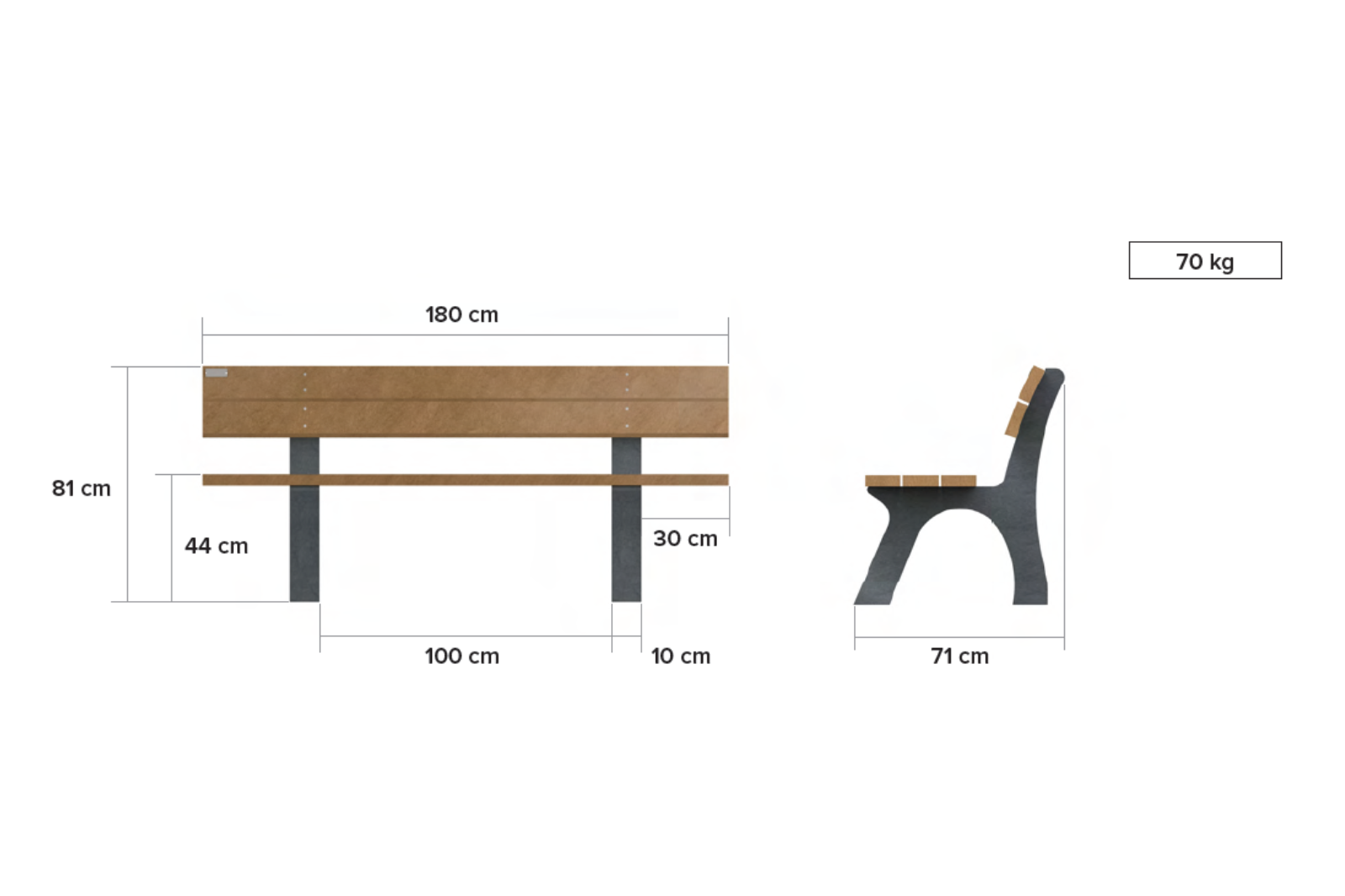 Bænk - Porto - Plastplanker -  - Bænke