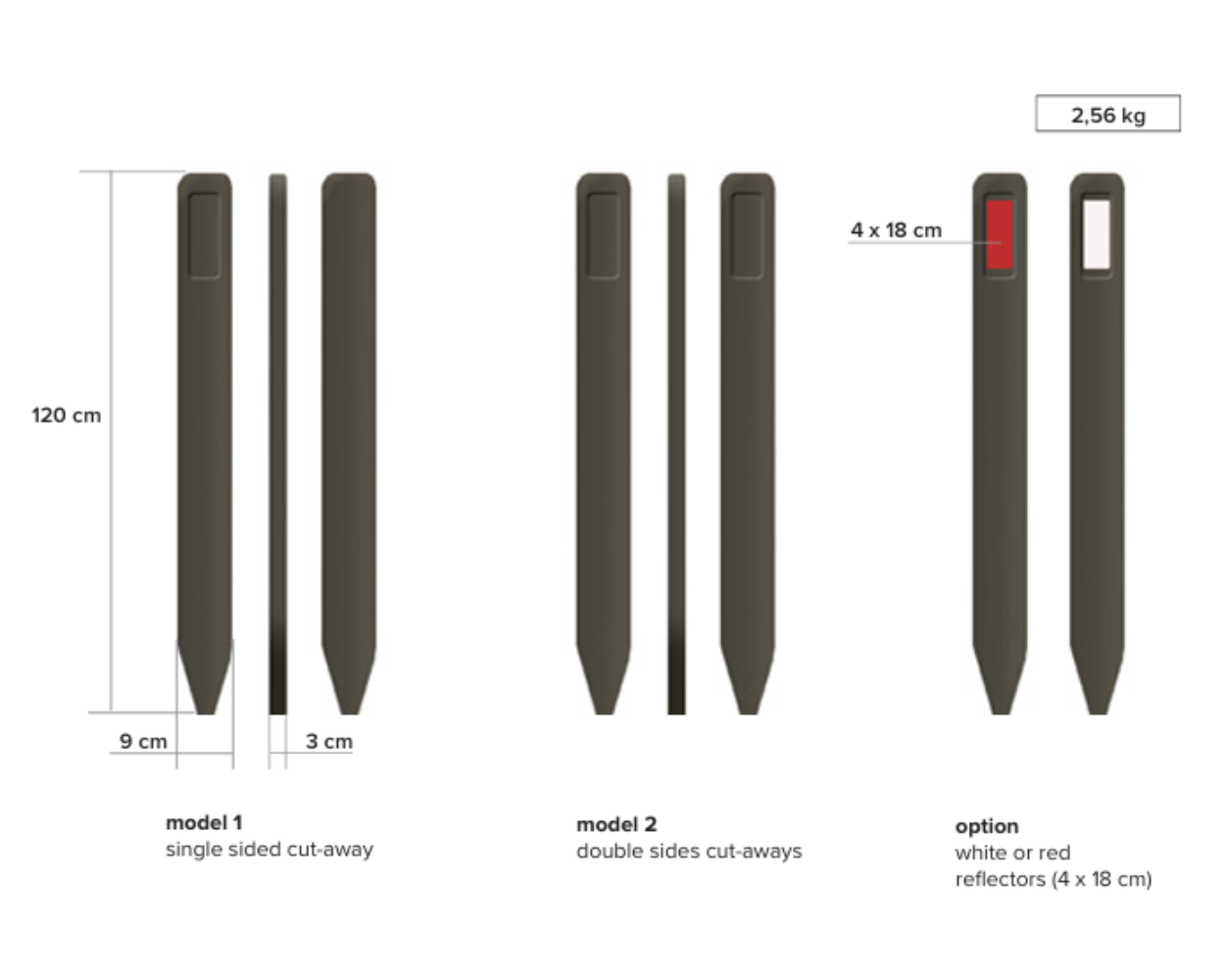 Vejside mærke med reflektion - Plastplanker -  - 
