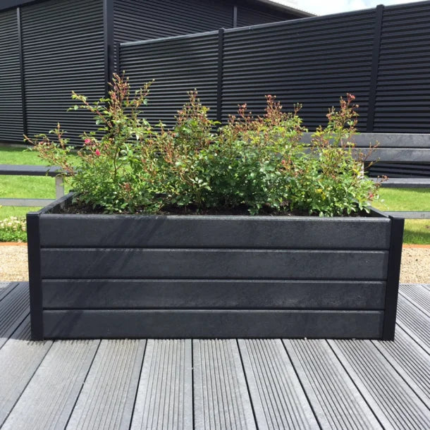 Aflange blomsterkummer - Med hjul - Plastplanker -  - Blomsterkrukke