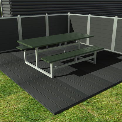 Vedligeholdelsesfrit bord bænkesæt uden ryglæn samt genbrugsplastplanker (handicapvenlig) - Plastplanker -  - bord/bænke sæt