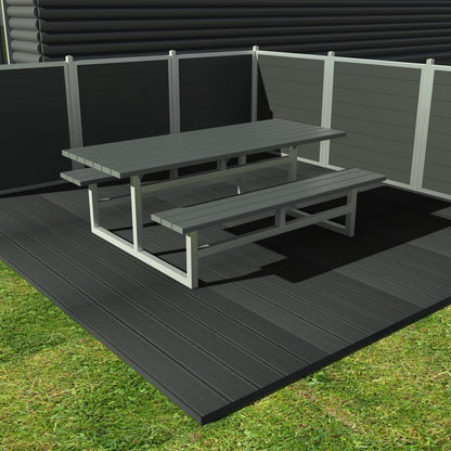 Vedligeholdelsesfrit bord bænkesæt uden ryglæn samt genbrugsplastplanker (handicapvenlig) - Plastplanker -  - bord/bænke sæt