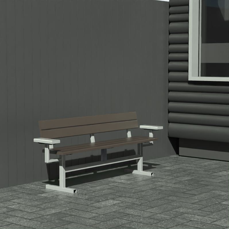 Bænk - Med ryglæn og armlæn - Plastplanker -  - Bænke