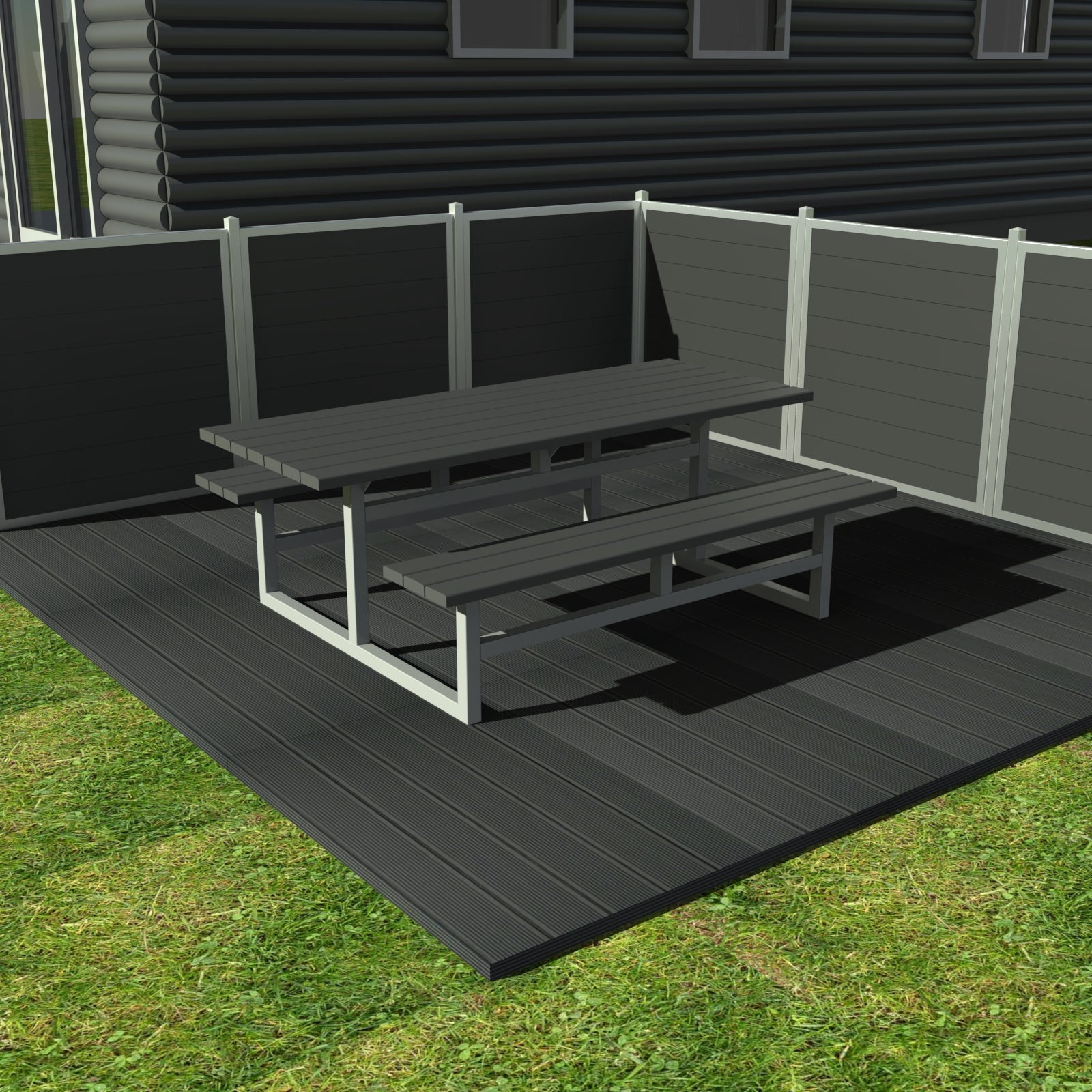 Vedligeholdelsesfrit bord bænkesæt uden ryglæn samt genbrugsplastplanker (handicapvenlig) - Plastplanker -  - bord/bænke sæt