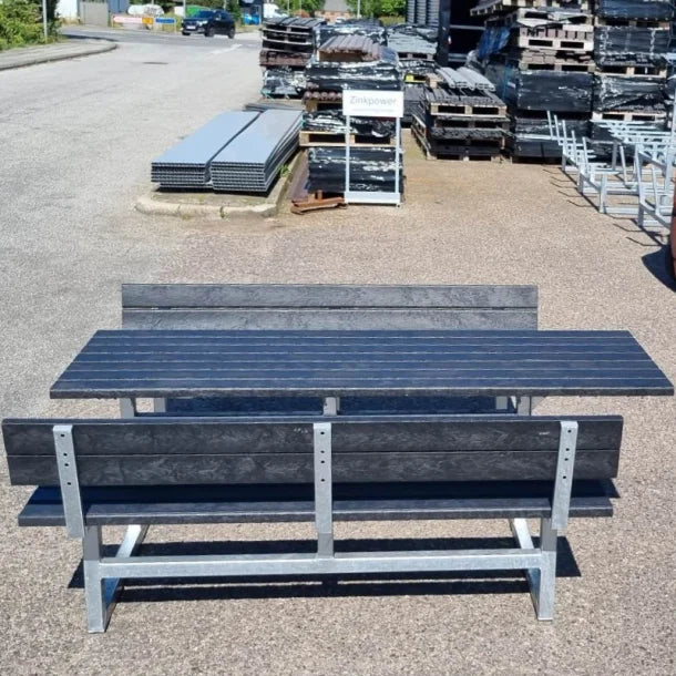 Vedligeholdelsesfrit bord bænkesæt med ryglæn samt genbrugsplastplanker (Handicapvenligt) - Plastplanker -  - bord/bænke sæt