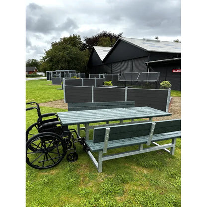 Vedligeholdelsesfrit bord bænkesæt med ryglæn samt genbrugsplastplanker (Handicapvenligt) - Plastplanker -  - bord/bænke sæt