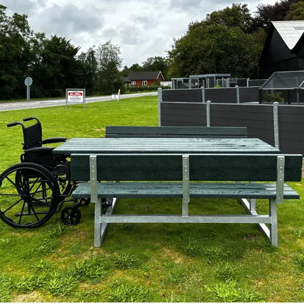 Underhållsfritt bord bänkset med ryggstöd (Handikappanpassat)