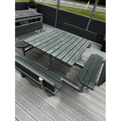 Kvadratisk bord bænkesæt med ryglæn - Vedligeholdelsesfrie genbrugsplastplanker - Plastplanker -  - bord/bænke sæt