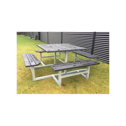 Kvadratisk bord bænkesæt uden ryglæn - Vedligeholdelsesfrie genbrugsplastplanker - Plastplanker -  - bord/bænke sæt