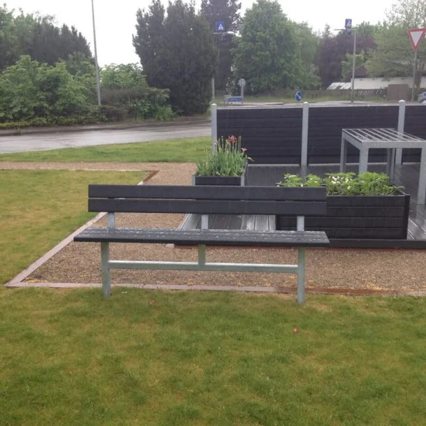 Bænk til nedstøbning - Med ryglæn - Plastplanker -  - Bænke