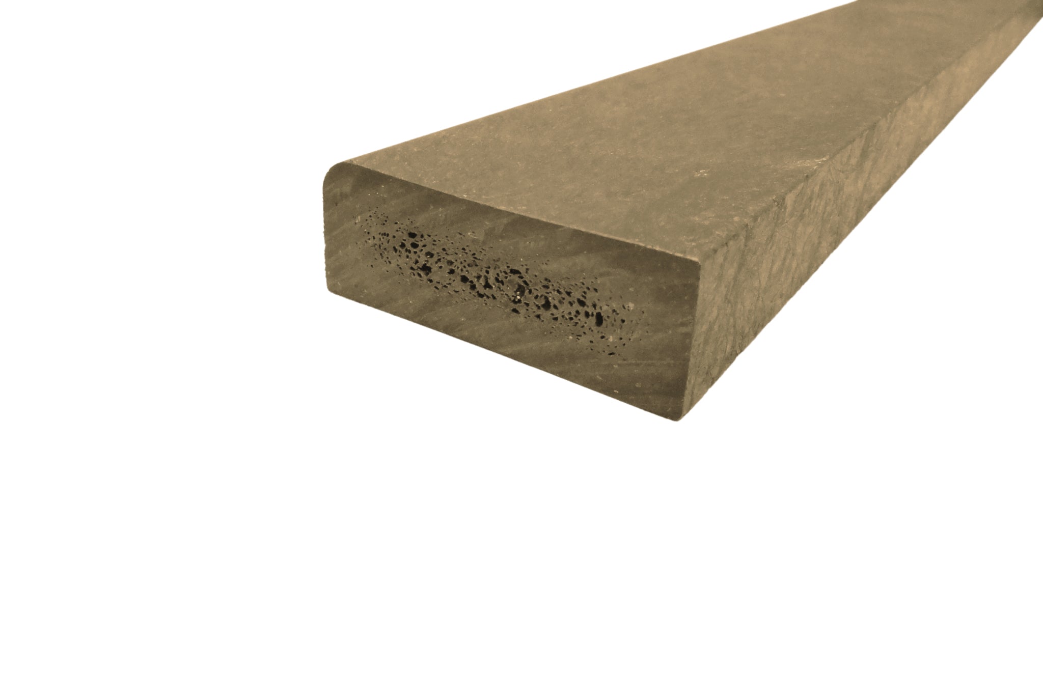 Plastplanka med 1 rundad kant - Beige