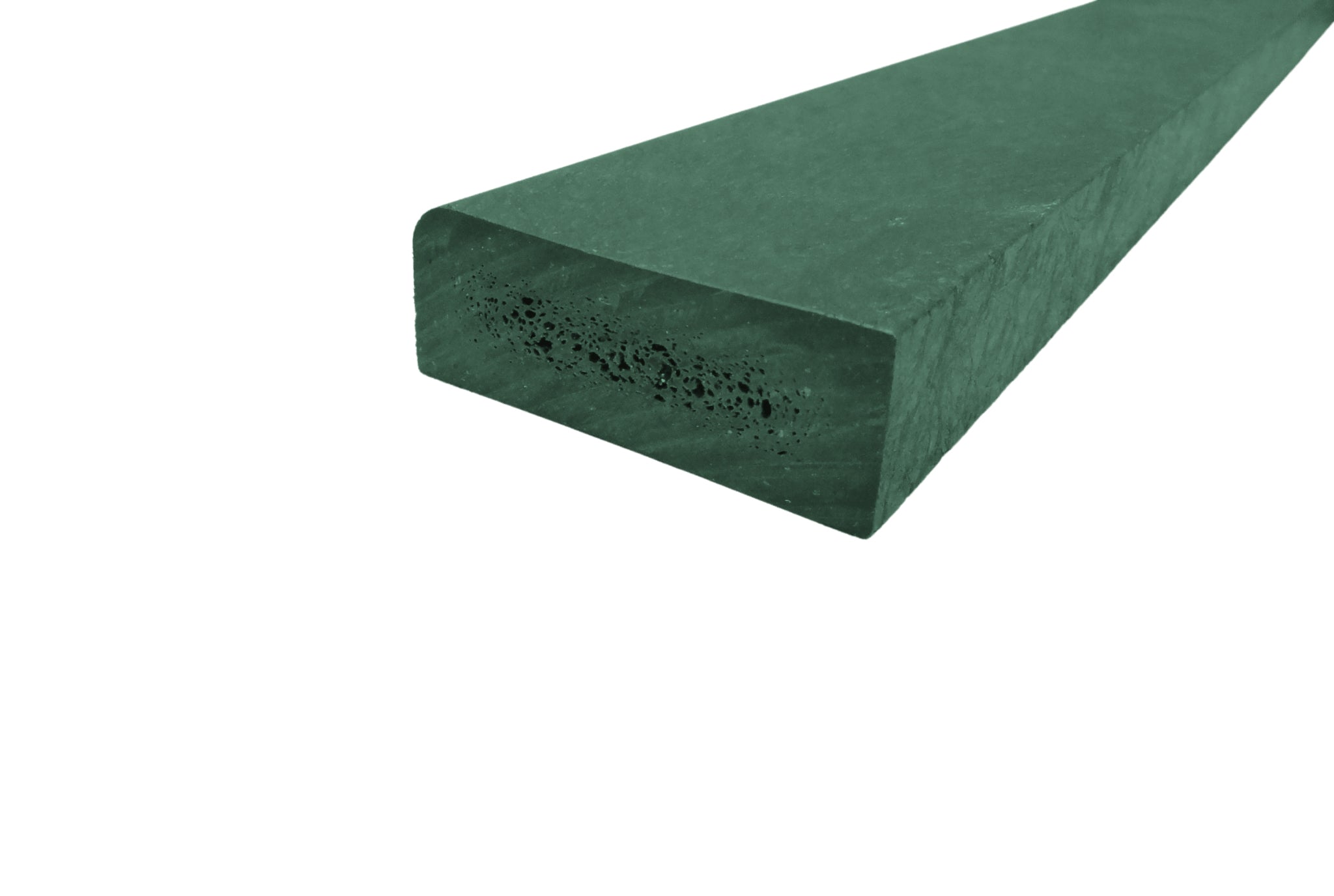 Plastplanka med 1 rundad kant - Grön