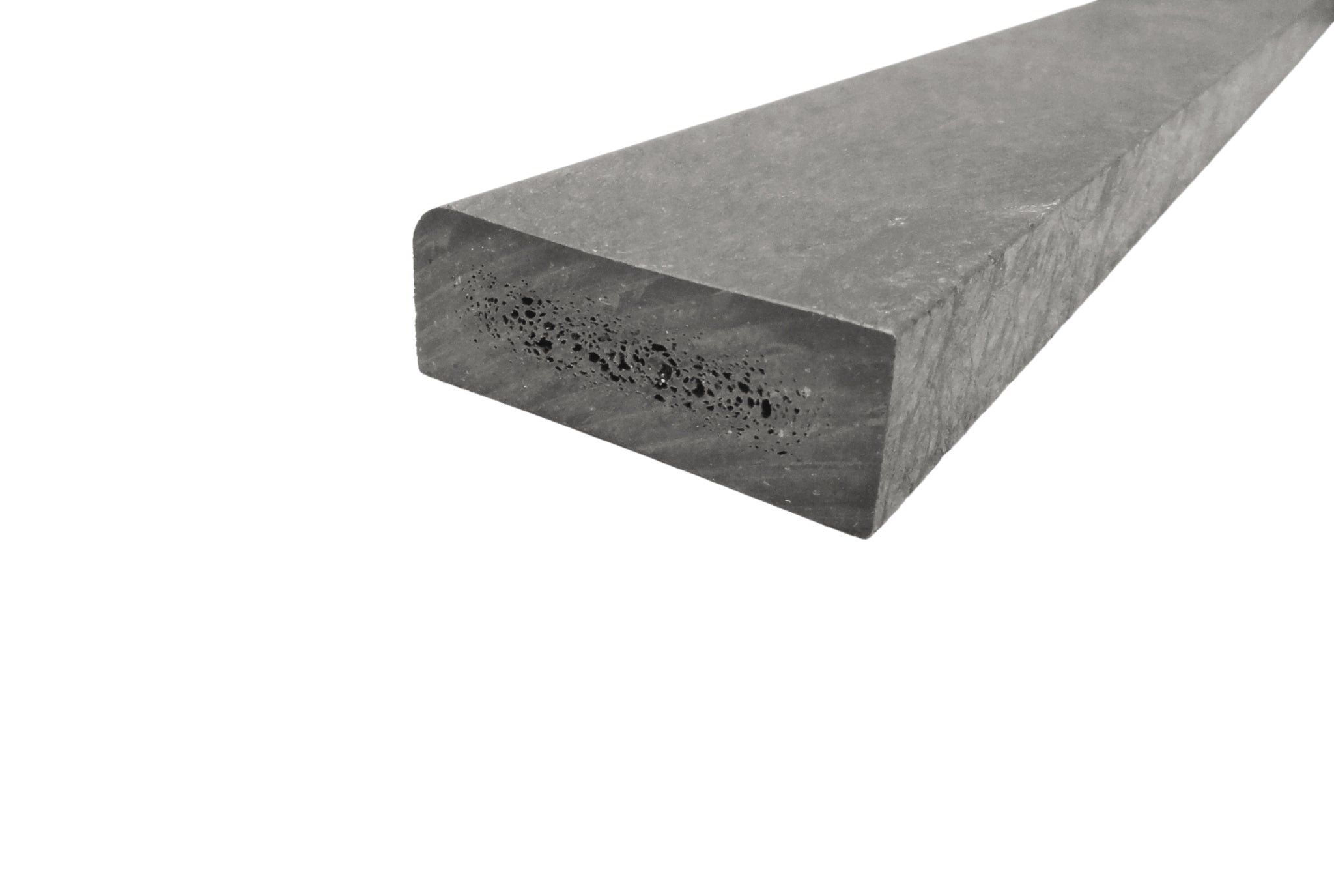 Plastplanka med 1 rundad kant - Grå