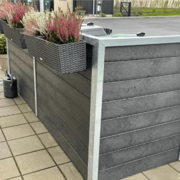 Skraldespandsskjuler - Quatro uden låge - Brun - Plastplanker -  - Skraldespandsskjulere