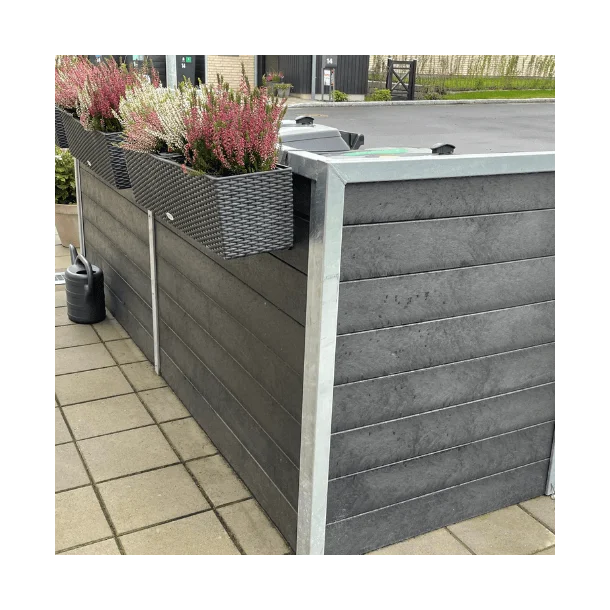 Skraldespandsskjuler - Triple uden låge - Brun - Plastplanker -  - Skraldespandsskjulere